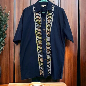 Novica Artisan Crafted Button-Up Short sleeve men’s batik shirt. Size large.